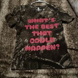 Women's Camo Tee with Pink Text